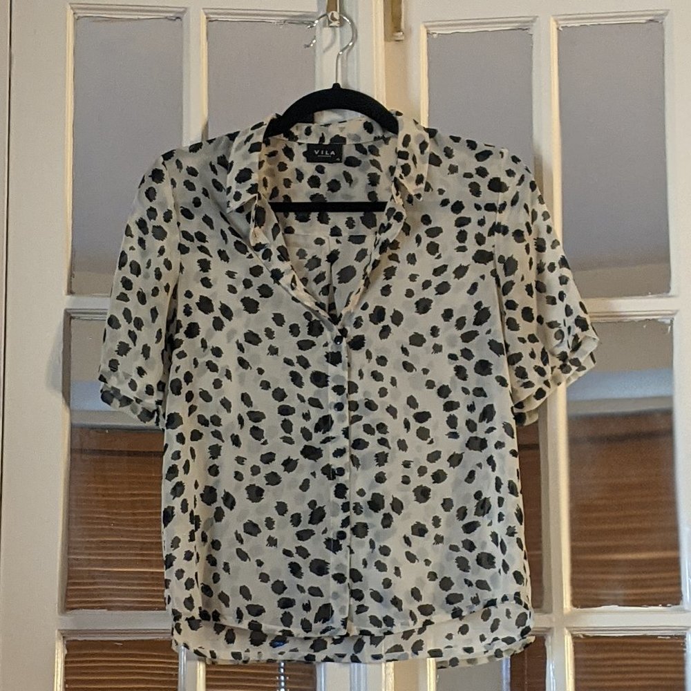 XS/S ASOS VILA sheer black and white polka dot top bold minimalist